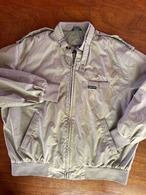 Y2K Era Members Only Classic Racer Jacket Taupe Beige Bomber Zip Up Men’s Large